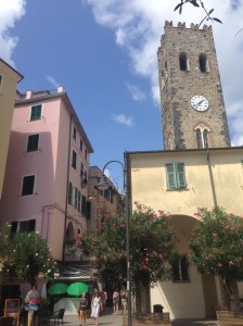 Our apartment was in the pink building to the left of the main town square