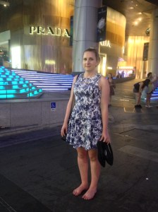 Barefeet outside Prada - that's how I roll